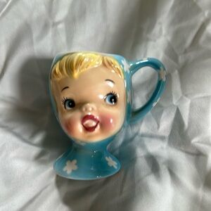 Vintage Napco egg cup Miss Cutie Pie blue 1950’s